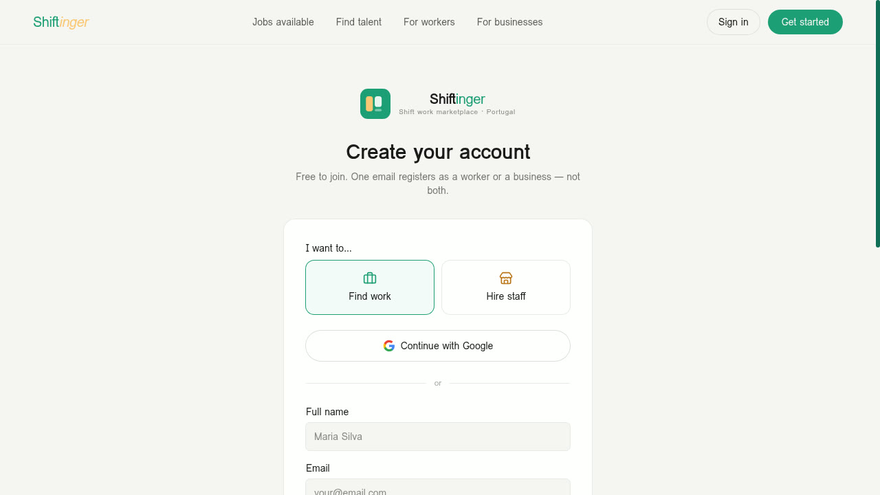 Sign up & fill the form
